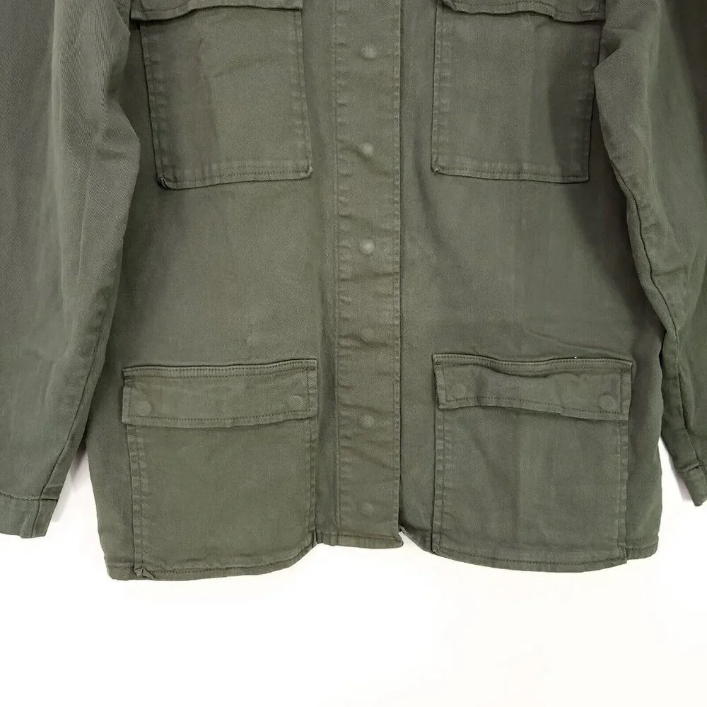 Good American Utility Jacket Size 3 Army Green Front Pockets Snap Button UP - Picture 4 of 11